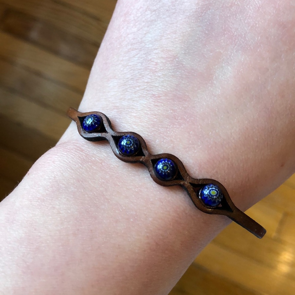 Leather and beaded bracelet